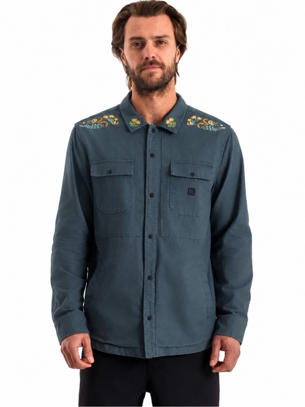 Like New! Roark Hebrides Unlined Embroidered Organic Cotton Jacket In Orion XL